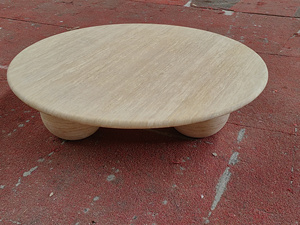 Set di 3 Tavolini da Caffè in Pietra SH STONE, Tavolo a Sfera in Travertino Beige, Arredamento Nordico Naturale per Soggiorno - Product Image 4