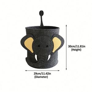 Panier à linge en feutre robuste avec motif d'animal de dessin animé, seau de rangement mignon pour la maison, jouet éléphant - Product Image 3