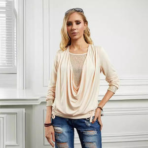 <span class=keywords><strong>Blusa</strong></span> da donna a maniche lunghe <span class=keywords><strong>con</strong></span> <span class=keywords><strong>paillettes</strong></span> transfrontaliere <span class=keywords><strong>con</strong></span> ampio risvolto e ampio Design a pieghe - Product Image 1