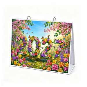 2027 Floral Diamond Painting Desk Calendar 12 Months Different <strong>Blooms</strong> Full Drill Rhinestone <strong>Art</strong> Flip Standing Calendar - Product Image 1