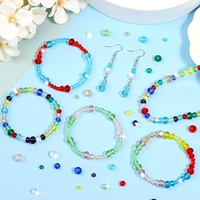 Kit de 15 grilles de perles en verre à facettes, perles intercalaires en vrac DIY avec cordon élastique, coffret pour la fabrication de bracelets et de bijoux