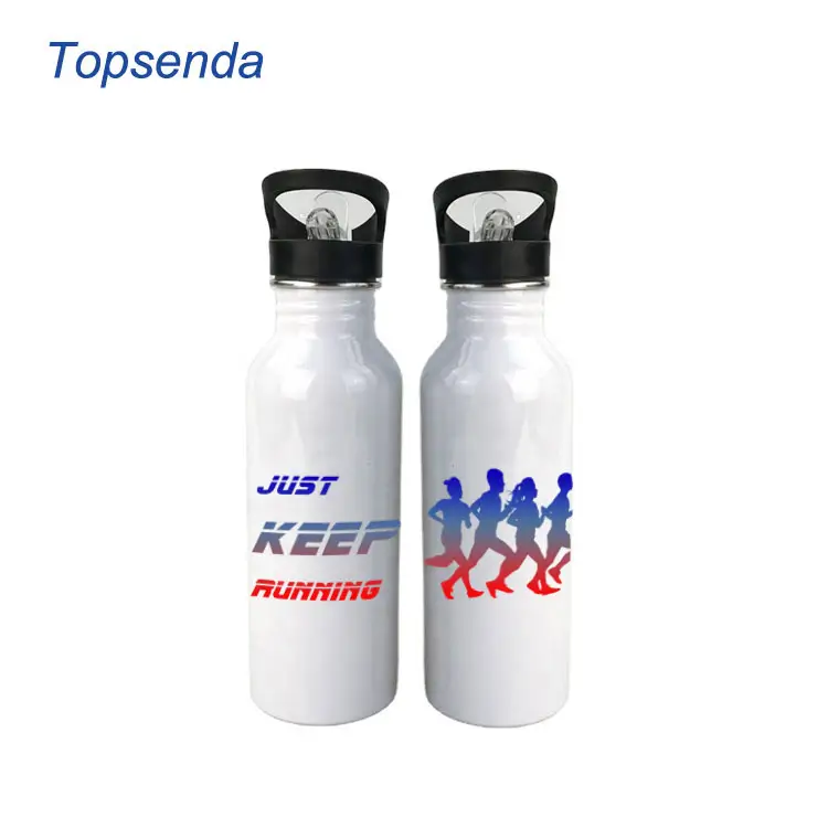 600ml stainless silver white water bottle blank Sublimation steel bottle with straw