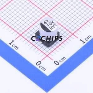 Condensateur électrolytique en aluminium SMD RVT1A470M0505 47UF 10V, D5xL5.4mm 20% 31mA-120Hz - Product Image 1
