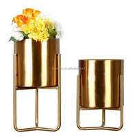 Support de plante en métal doré de luxe, pour l'intérieur et l'extérieur, décoration de jardin et de maison, support de pot de fleurs élégant, designs élégants pour l'intérieur et l'extérieur
