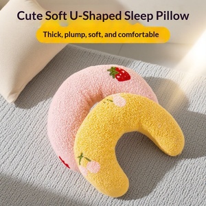 Sevimli U Şekilli Evcil Hayvan Boyun Yastığı Yumuşak Teddy Polar İnci Pamuk Dolgulu Servikal Destek Derin Uyku İçin Çıkarılabilir Yıkanabilir Kediler İçin - Product Image 3
