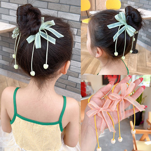 Peinado de moño para niños con lazo para el pelo, accesorio para el cabello de princesa, estilo coreano, lazo para el pelo popular para niñas dulces, cabello lindo - Product Image 3