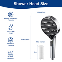 Douche à effet pluie grand format 125 mm, 3 modes, avec 3 cartouches filtrantes, emballée sous blister, pour commande en gros