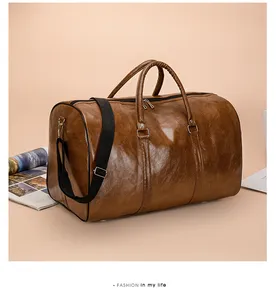 Оптовая продажа, вместительные Кожаные Спортивные Сумки из искусственной кожи в стиле ретро, индивидуальные повседневные сумки для отдыха, сумка на плечо для выходных, дорожная сумка