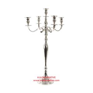 Candélabre en argent moulé en métal pour la décoration de salon centre de table fini brillant candélabre de luxe fait à la main - Product Image 1