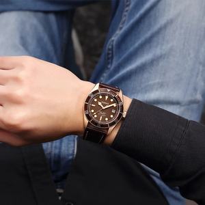 Reloj de Lujo Mecánico Parnis de 41 mm para Hombre, Caja de Acero Inoxidable, Correa de Cuero, Movimiento Automático Miyota - Product Image 3