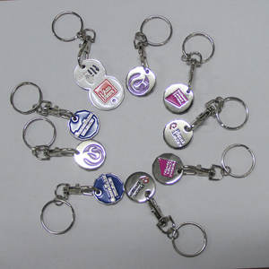 Gantungan kunci koin troli Supermarket UK kustom LOGO cetak UV gantungan kunci tempat koin logam Eropa untuk kereta belanja - Product Image 5