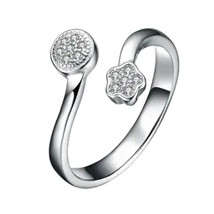 RN1325 Aceworks 925 joyería de plata esterlina anillos ajustables anillo de flores