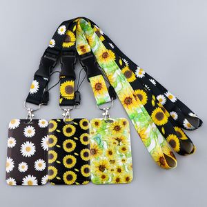 Sunflower Daisy Flower <b>Lanyards</b> for Neck with Card Holder Hard Plastic for ID Badges Keys Keychain for Women Men - Product Image 1
