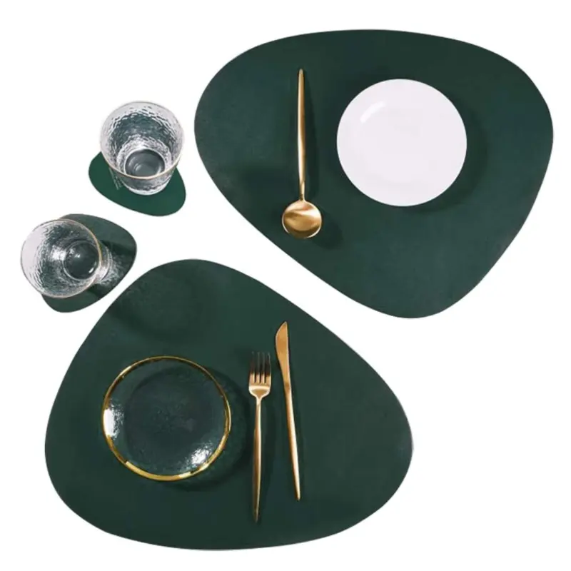 Pu Lederen Placemat Set Tafel Luxe Waterdichte Koffiematten Met Onderzetter