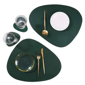 PU da nơi thảm thiết lập bảng placemat sang trọng không thấm nước Thảm cà phê với Coaster