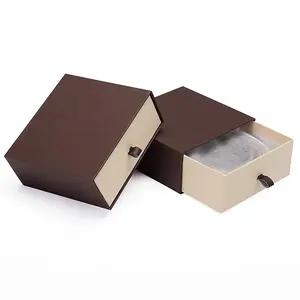 Mejor Venta de papel de lujo cajón deslizante caja de papel regalo joyería caja de embalaje con asa de cinta