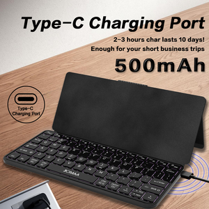 JOMAA RGB Backlight BT Mini <b>Keyboard</b> PU Leather <b>Wireless</b> Rechargeable Foldable <b>Keyboard</b> Portable <b>keyboard</b> for PC/Desktop/Laptop - Product Image 4