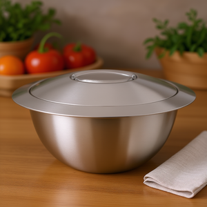 ชามเก็บความร้อนสองชั้นพร้อมฝาปิด ขนาด 3.2 ลิตร 22 ซม. สำหรับเก็บและเสิร์ฟอาหาร - Product Image 3