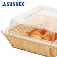 Panier de présentation Sunnex écologique multifonctionnel beige à deux compartiments pour pain, fruits et légumes avec couvercle rabattable en polypropylène