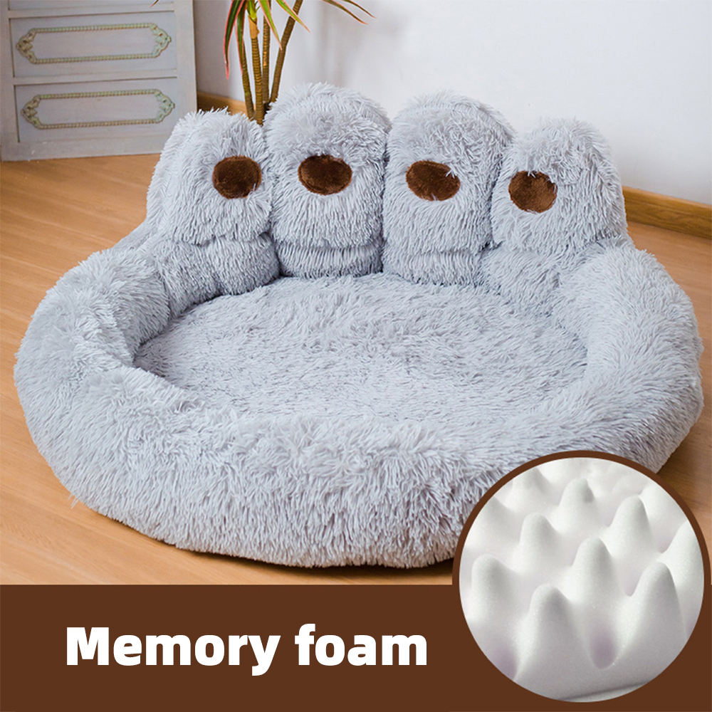 grey bed with memory foam filling