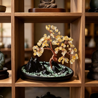 Produit phare Yingdangle Fortune Basin Mini Arbre de pierres précieuses en cristal de citrine naturelle, Ornement de bureau porte-bonheur, Technique de mosaïque pour la prospérité