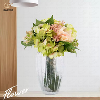 Bunga Hydrangea Mawar Sutra Cantik Sentuhan Asli Bunga Buatan Dekorasi Rumah untuk Pernikahan, Hari Ibu, Hari Valentine, Natal