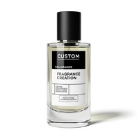 Botol Parfum Kaca Tebal Mewah Bulat Custom Label Logo 30ml 50ml 100ml Botol Semprot Parfum Kaca Kosong Dengan Tutup Kayu