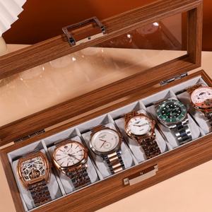 맞춤 로고 프린팅 제작, 럭셔리 디자인 시계 디스플레이 보관함, 12구 월넛 티크 원목 시계 박스 - Product Image 5