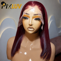 Perruque en cheveux humains naturels vierges brésiliens en gros pour femmes noires, perruque courte bob avec dentelle HD, perruque frontale sans colle avec dentelle HD