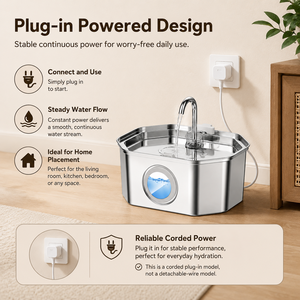 Fontaine à eau électrique pour animaux de compagnie de qualité supérieure, 3,2 L, en acier inoxydable, système de filtration automatique pour chats et chiens d'intérieur, fonctionnement silencieux - Product Image 4