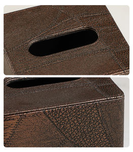 Caja de pañuelos de cuero PU patrón <span class=keywords><strong>Retro</strong></span> caja de pañuelos de lujo decoración del hogar soporte de pañuelos de restaurante - Product Image 2