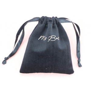 Factory Supply 8*10 cm Luxury Soft Black Drawstring Velvet Bag Custom <b>Small</b> Jewelry Pouch Packaging With logo Gold Printed - Product Image 2