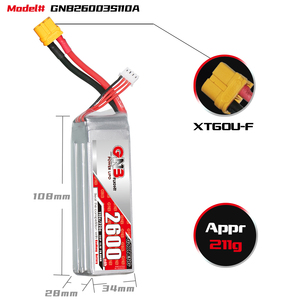 GAONENG GNB 2600MAH 3S 11.1V 110C XT60 แบตเตอรี่ลิเธียมโพลิเมอร์ RC แอร์ FPV UAV ปีกอากาศยาน - Product Image 3