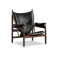 Fauteuil de chef africain style italien en tissu antistatique avec pieds en bois de frêne pour salon, balcon, loisirs, mobilier de maison SFY018