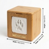 Urne commémorative pour animaux de compagnie en bambou avec kit d'empreintes de pattes, boîte de crémation personnalisée pour les cendres des chiens, cadeau de sympathie