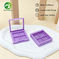Boîte à fards à paupières carrée violette en ABS avec sérigraphie, quatre compartiments, emballage cosmétique en plastique personnalisable OEM/ODM
