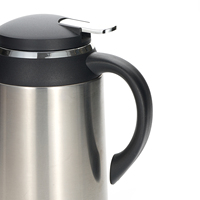 Carafe à café isotherme en acier inoxydable GCH10 de 1,0 litre avec couvercle latéral et poignée incurvée