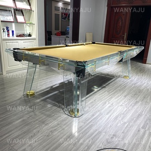 Table de billard de <span class=keywords><strong>luxe</strong></span> à prix de gros usine, design transparent, pieds en bois, table de billard moderne en verre cristal clair, 8ft 9ft - Product Image 2