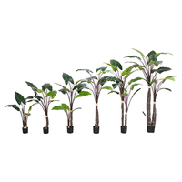Plante artificielle haut de gamme, grande taille, style bonsaï, ornement d'intérieur, arbre artificiel en pot, Taro arc-en-ciel, en plastique de qualité supérieure, vente en gros