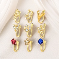 Gaby Manufacturer Nouvelle bague de nez fantaisie unique en forme de U, sans perçage, en cuivre, avec zircon, à clipser