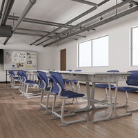 Table d'étude, mobilier scolaire, chaise en plastique, chaise d'école, ensemble bureau et chaise d'école moderne, bureau réglable en hauteur
