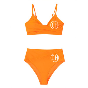 Fabricant de vêtements – Nouveauté 2026 : Ensemble bikini <span class=keywords><strong>2</strong></span> pièces pour <span class=keywords><strong>femme</strong></span> – Soutien-gorge plissé à col en V et culotte de bain taille haute - Product Image 1