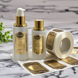 <span class=keywords><strong>Rouleau</strong></span> d'étiquette privée or auto-adhésif d'autocollant étanche personnalisé pour bouteille de parfum de pot cosmétique - Product Image 1