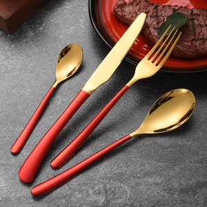 410 acier inoxydable français luxe vert et or couverts Ensemble De <span class=keywords><strong>Couvert</strong></span> En Acier inoxydable ensembles de couverts pour mariage - Product Image 2
