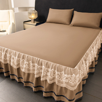 Juego de Ropa de Cama de Lujo de Poliéster de 3 Piezas, Cubrecama Acolchado con Volantes, Juego de Ropa de Cama para Toda Temporada para el Hogar, Hotel, Venta al por Mayor de Fábrica