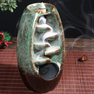 Ywbeyond الصفحة الرئيسية الديكور السيراميك تدفق الظهر مبخرة الدخان شلال ارتجاعي المحمولة مخروط البخور الموقد عصا حامل - Product Image 4