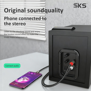 1M/2M Nylon Bện USB-C Để 2 RCA Cáp Vàng-Mạ Đồng Nguyên Chất 3A Nhanh Chóng Sạc Cho Xe Rạp Hát Tại Nhà Khuếch Đại Công Suất & Máy Quét - Product Image 5