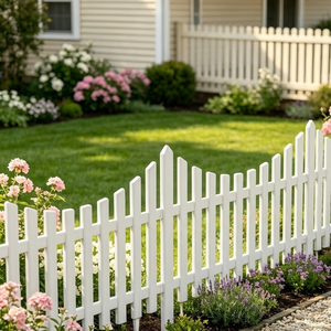 Sunsbuild Interlocking White Plastic Picket Garden <b>Fence</b> Spiked <b>Border</b> Edging Panel for Outdoor Lawn Flower Bed Yard - Product Image 2