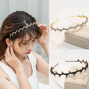 عصابة رأس معدنية ذهبية للنساء لامعة من حجر الراين طوق شعر نسائي أنيق عالي الجودة زهرة عصابة شعر - Product Image 2