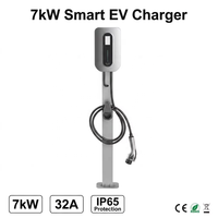 Borne de recharge murale pour véhicule électrique 7 kW AC Type 2 32A Niveau 2 Monophasé Station de recharge rapide pour voiture électrique à domicile OCPP CE